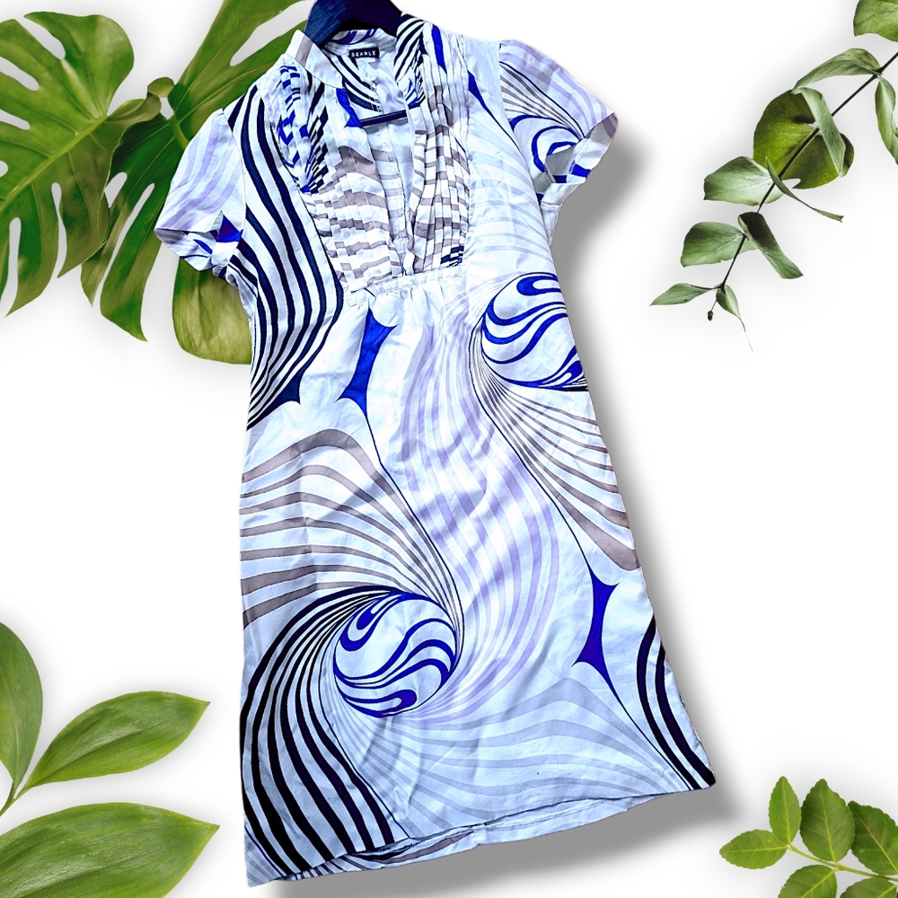 100pc Silk Print Dress, sz 0